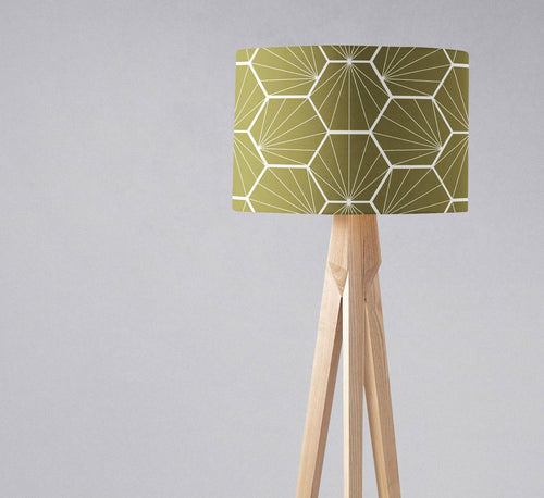Olive Green Hexagon Design Geometric Lampshade, Ceiling or Table Lamp Shade - Shadow bright