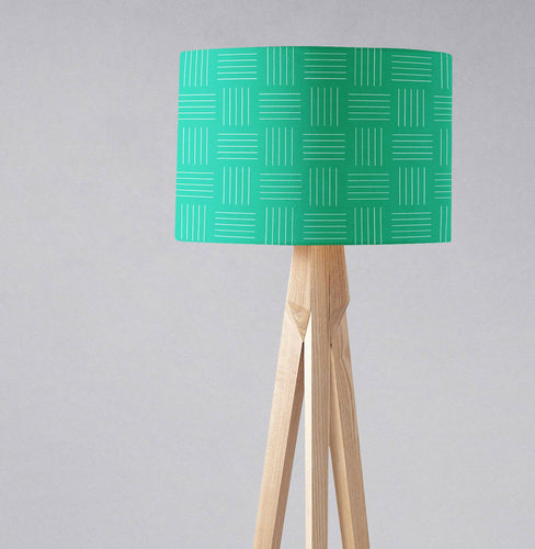 Green with a White Lines Geometric Design Lampshade, Ceiling or Table Lamp Shade - Shadow bright