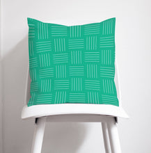 Load image into Gallery viewer, Green Cushion with a White Lines Geometric Design, Throw Pillow - Shadow bright
