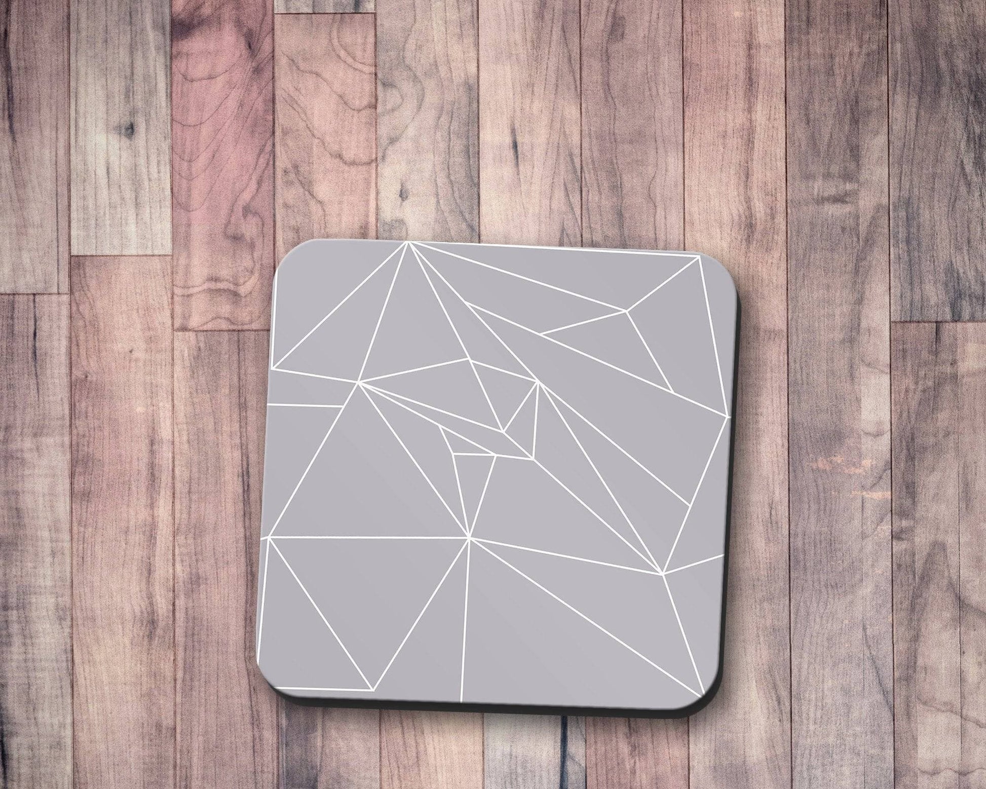 Grey Coasters with a White Lines Geometric Design, Table Decor Drinks Mat - Shadow bright