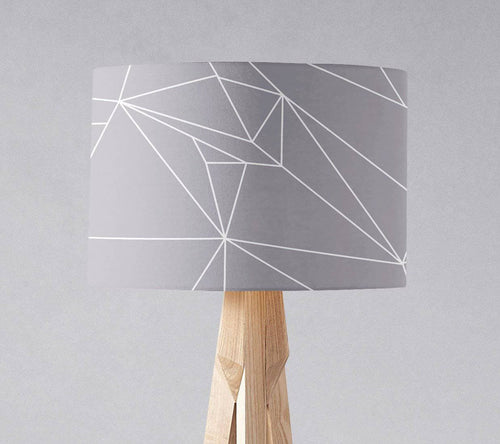 Grey with a White Lines Geometric Design Lampshade, Ceiling or Table Lamp Shade - Shadow bright
