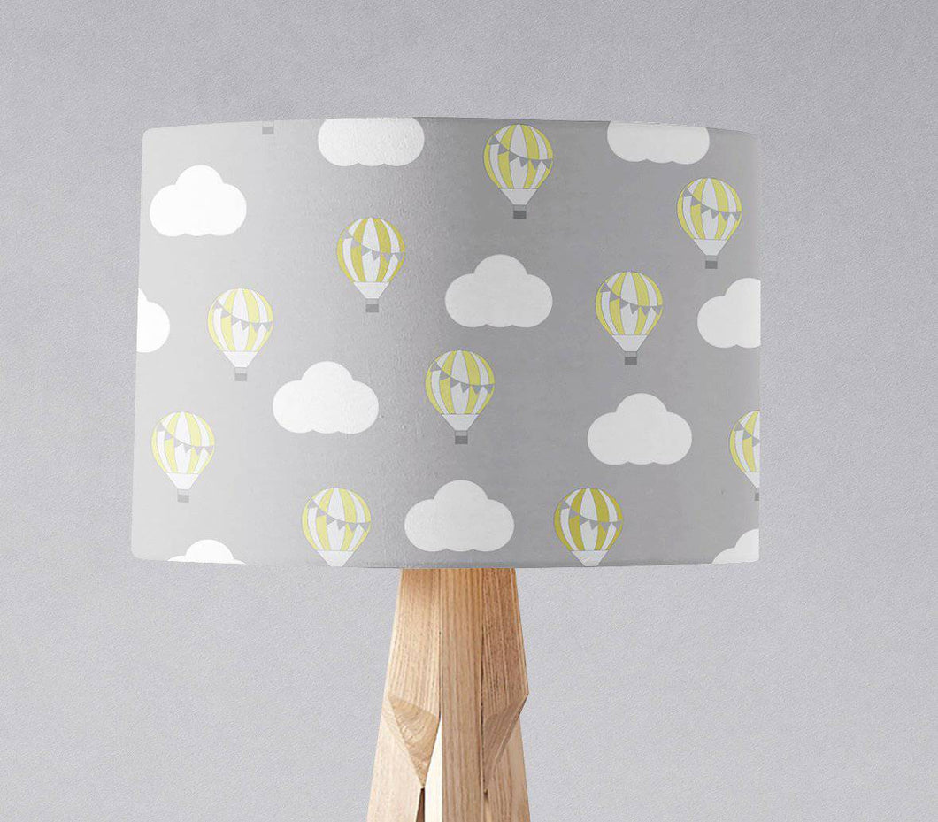 Grey and Lemon Hot Air Balloon Design Lampshade, Ceiling or Table Lamp Shade - Shadow bright