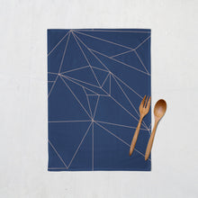 Load image into Gallery viewer, Navy Blue with Rose Gold Lines Geometric Design Tea Towel, Dish Towel Kitchen Towel - Shadow bright

