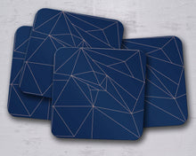 Load image into Gallery viewer, Navy Blue with Rose Gold Lines Geometric Design Coaster, Table Decor Drink Mat - Shadow bright
