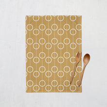 Load image into Gallery viewer, Gold and White Retro Design Tea Towel, Dish Towel, Kitchen Towel - Shadow bright
