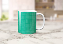 Load image into Gallery viewer, Green and White Lines Geometric Mug, Tea or Coffee Cup - Shadow bright
