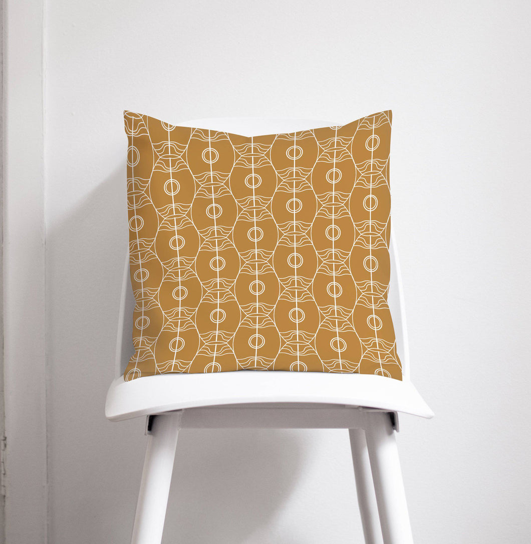 Gold and White Art Nouveau Design Cushion, Throw Pillow - Shadow bright