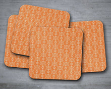 Load image into Gallery viewer, Orange and White Art Nouveau Design Coasters, Drinks Mat Table Decor - Shadow bright
