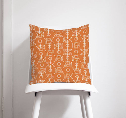 Orange and White Art Nouveau Design Cushion, Throw Pillow - Shadow bright