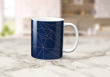 Load image into Gallery viewer, Navy Blue and Rose Gold Lines Geometric Mug, Tea or Coffee Cup - Shadow bright
