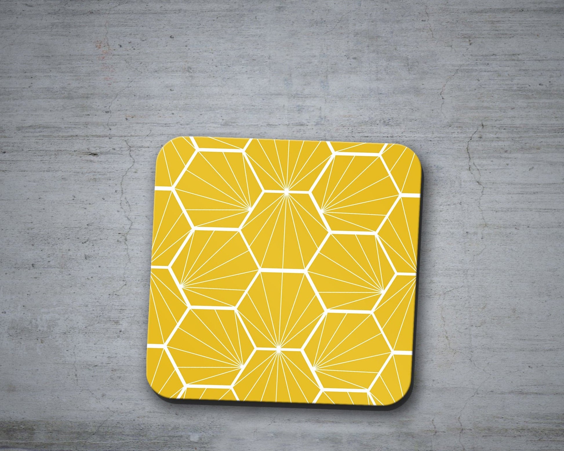 Lemon Yellow Geometric Hexagons Placemats, Set of 4 or Set of 6.