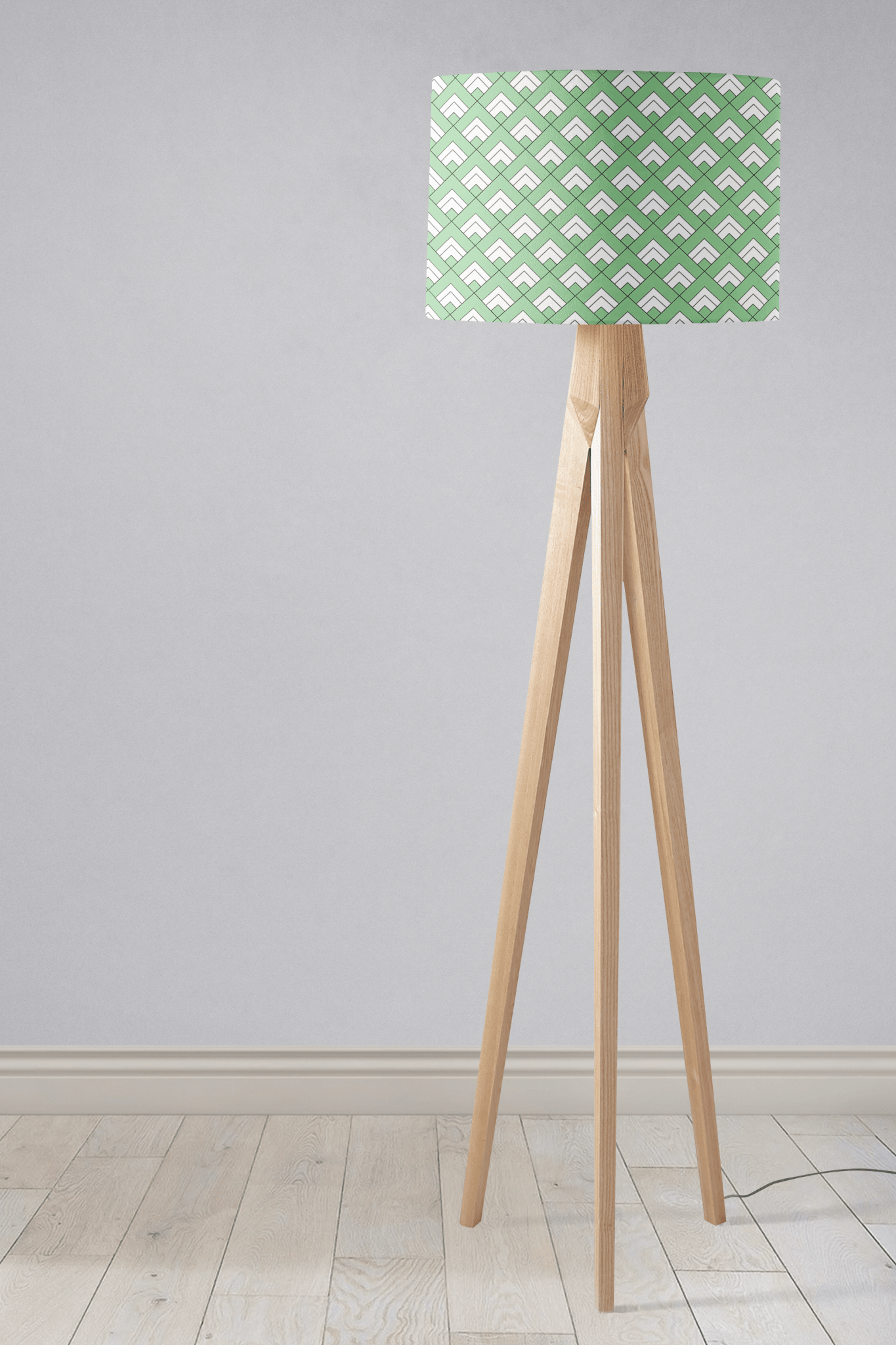 Light Green and White Geometric Tiles Design Lampshade, Ceiling or Table Lamp Shade - Shadow bright