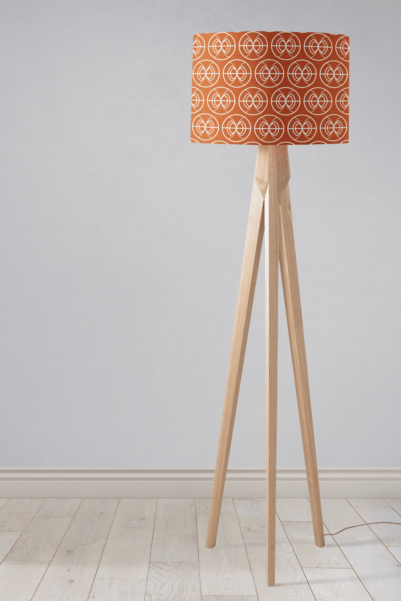 Orange and White Geometric Semi-Circle Design Lampshade, Ceiling or Table Lamp Shade - Shadow bright