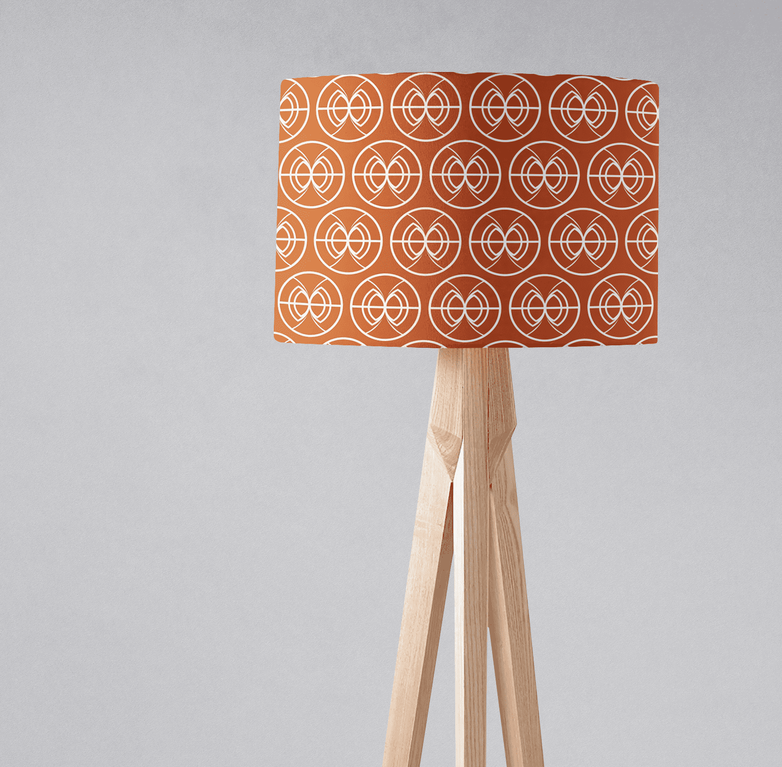 Orange and White Geometric Semi-Circle Design Lampshade, Ceiling or Table Lamp Shade - Shadow bright