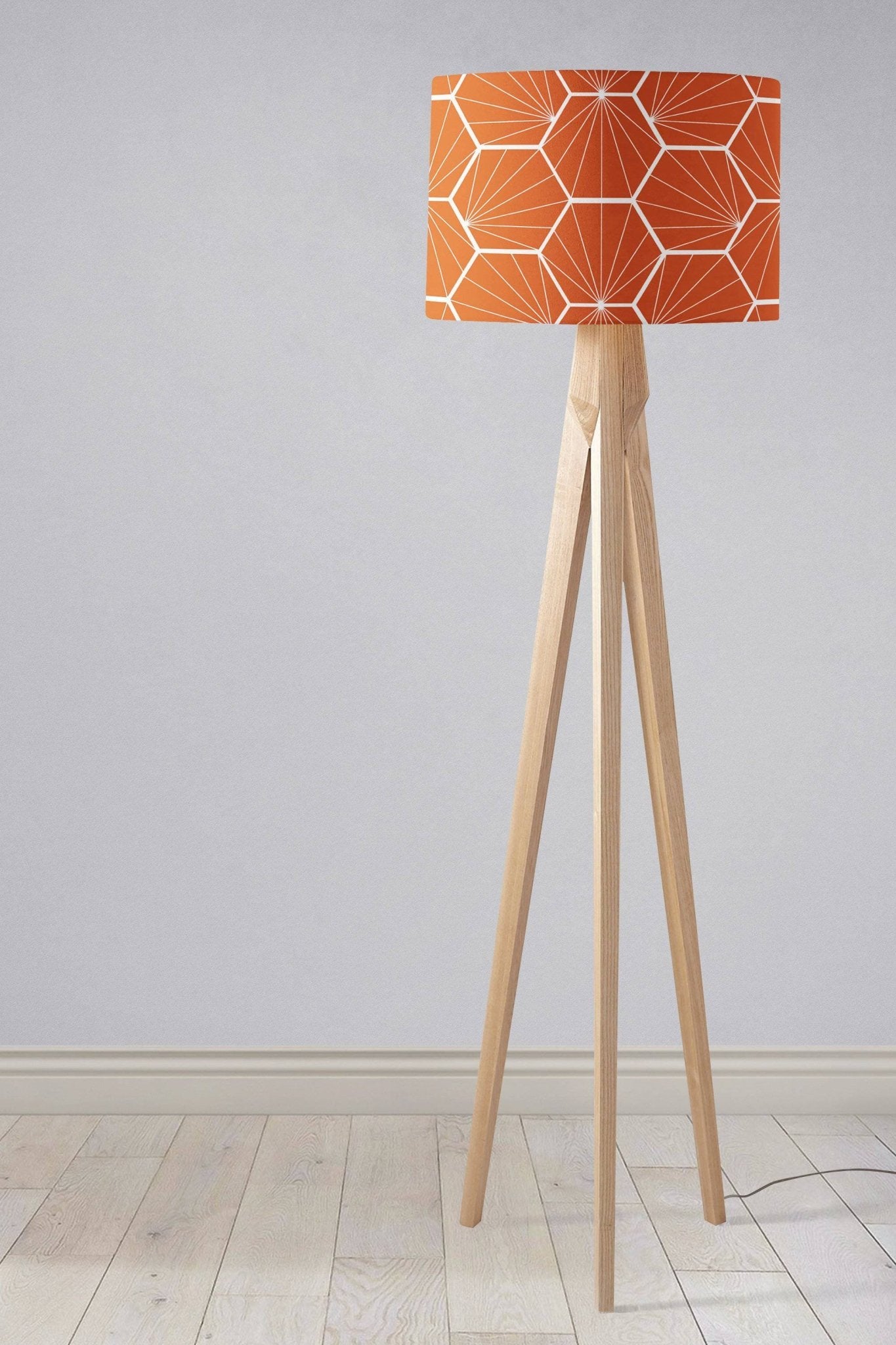 Orange Lampshade with a White Hexagon Design, Ceiling or Table Lamp Shade - Shadow bright