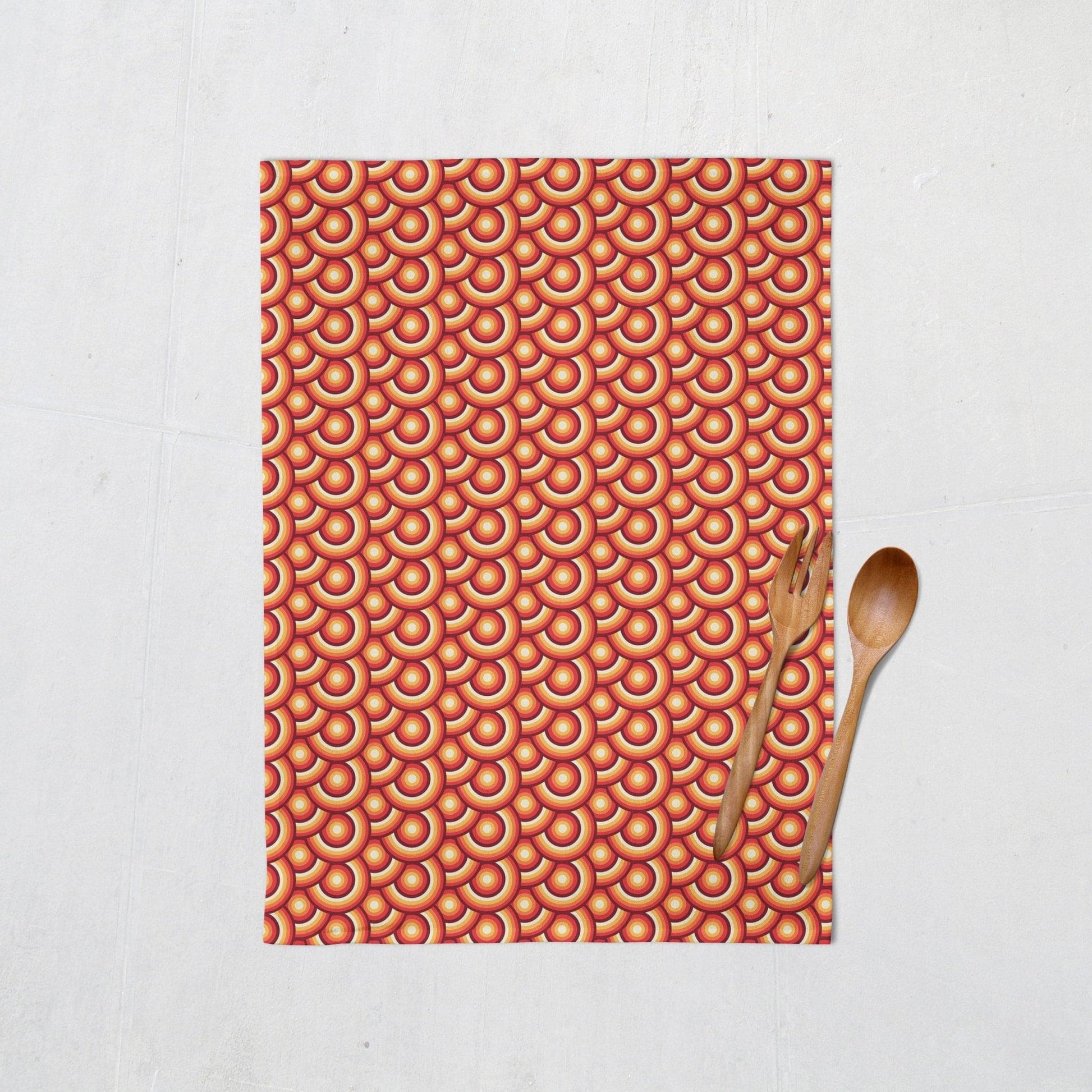 Orange Tea Towels with a 70's Retro Design, Dish Towels, Kitchen Towels - Shadow bright