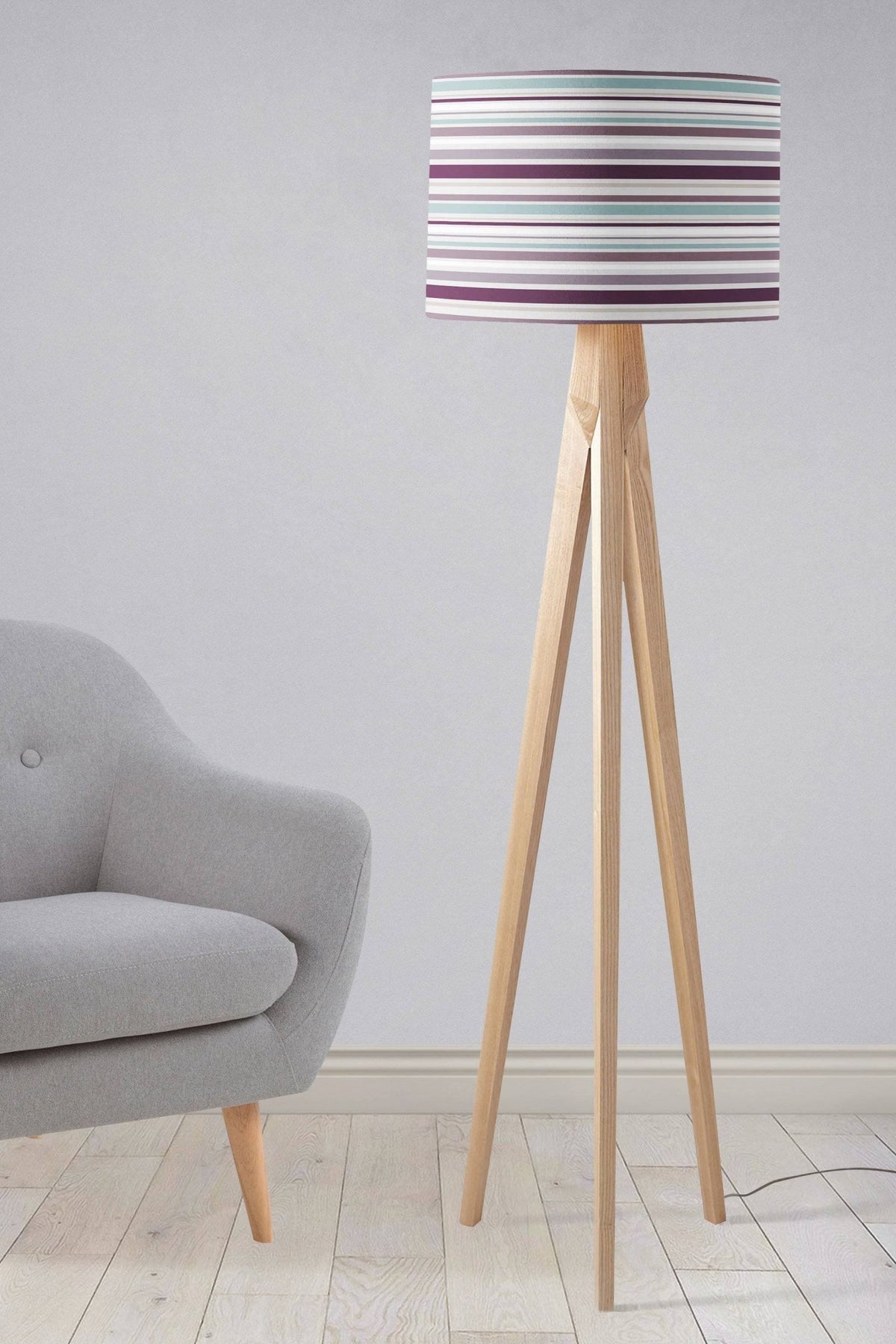 Purple Striped Lampshade, Ceiling or Table Lamp Shade - Shadow bright