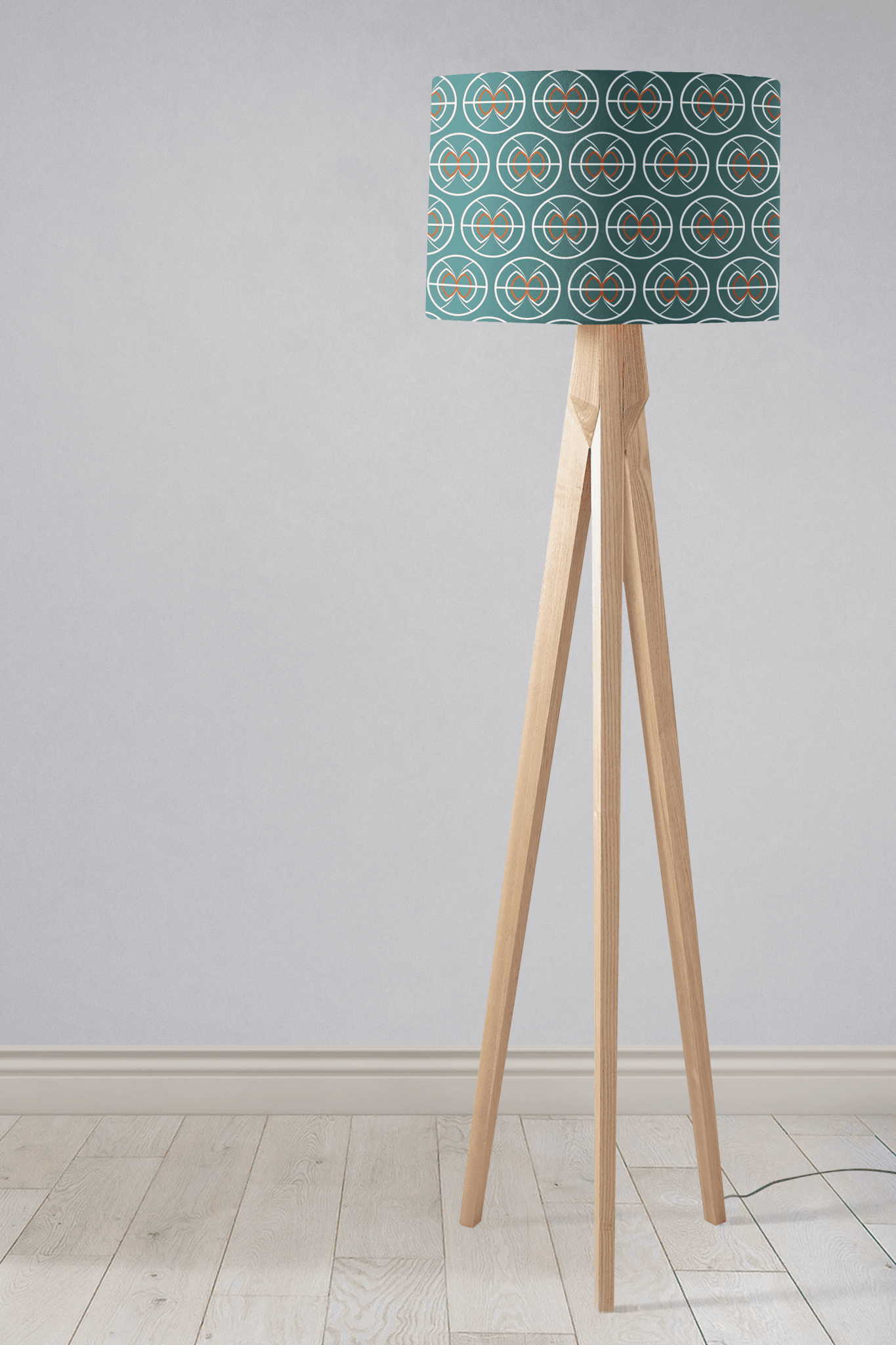 Teal and White Geometric Semi-Circle Design Lampshade, Ceiling or Table Lamp Shade - Shadow bright