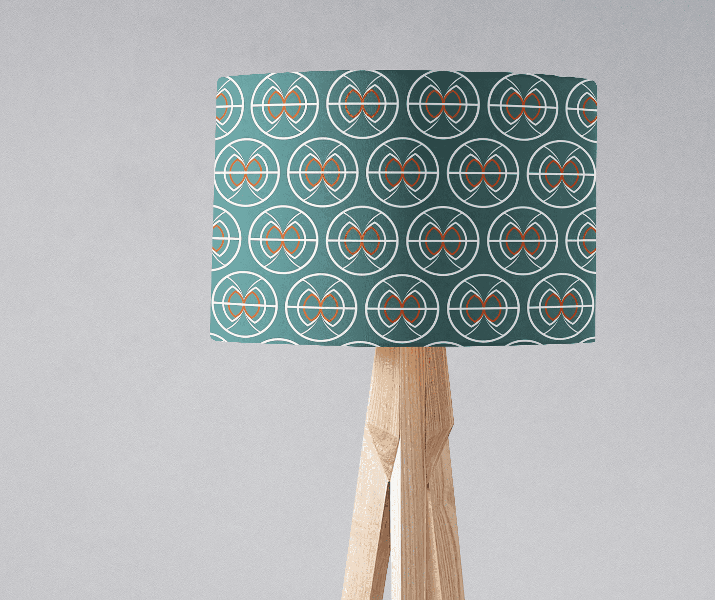 Teal and White Geometric Semi-Circle Design Lampshade, Ceiling or Table Lamp Shade - Shadow bright
