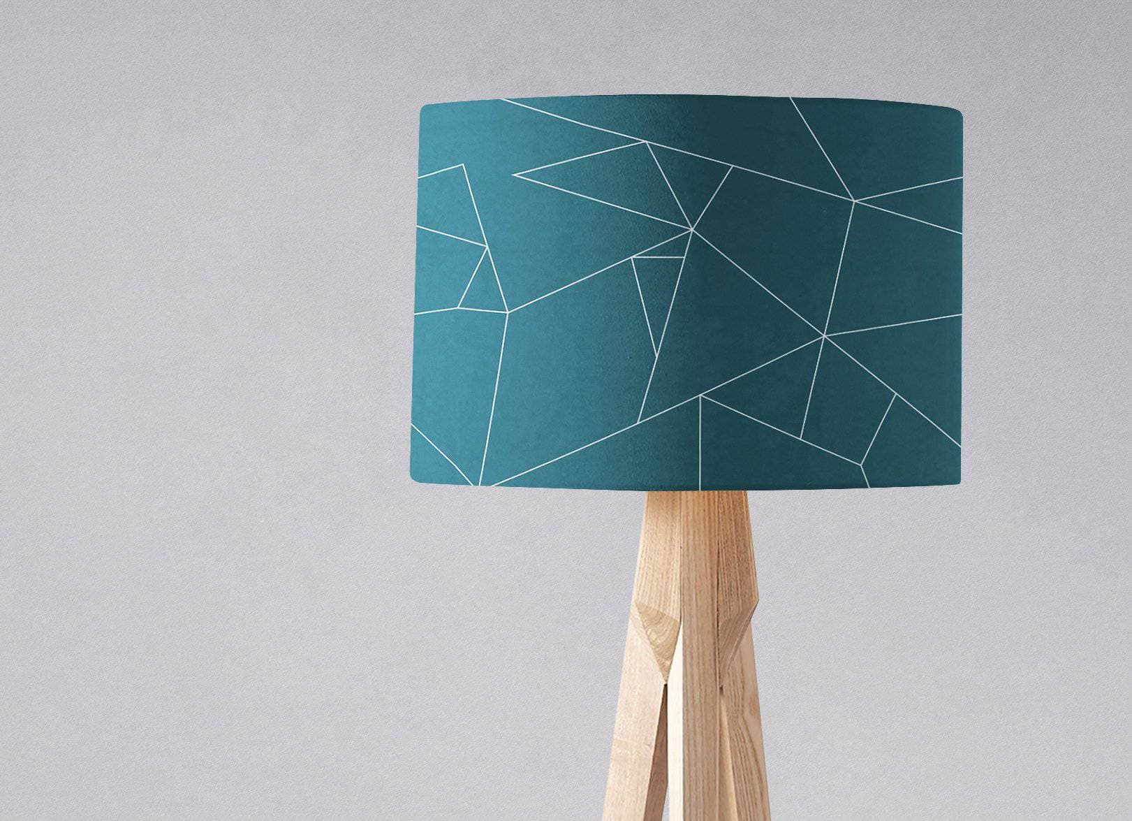 Teal Lampshade with White Lines Geometric Design, Ceiling or Table Lamp - Shadow bright