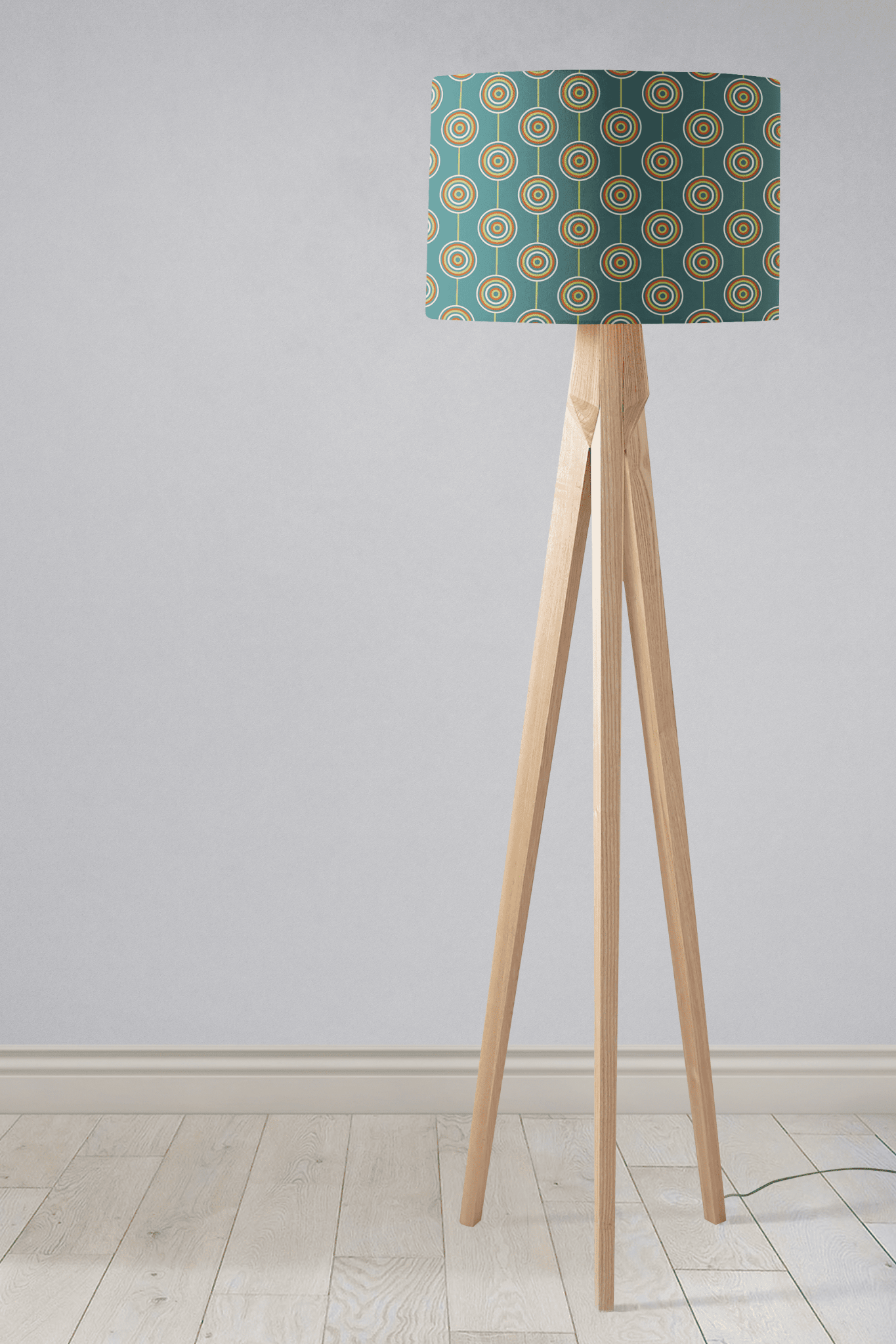 Teal Retro Circles Design Lampshade, Ceiling or Table Lamp Shade - Shadow bright