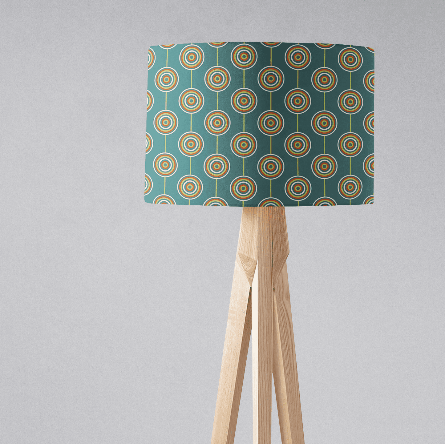 Teal Retro Circles Design Lampshade, Ceiling or Table Lamp Shade - Shadow bright