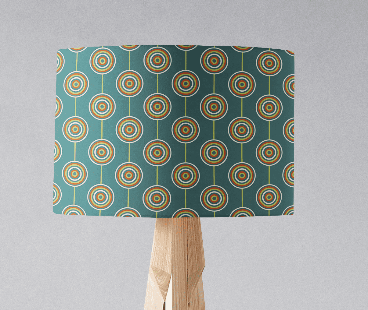 Teal Retro Circles Design Lampshade, Ceiling or Table Lamp Shade - Shadow bright