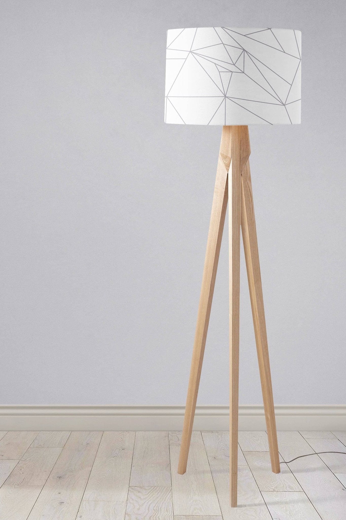 White Lampshade with a Grey Lines Geometric Design, Ceiling or Table Lamp Shade - Shadow bright