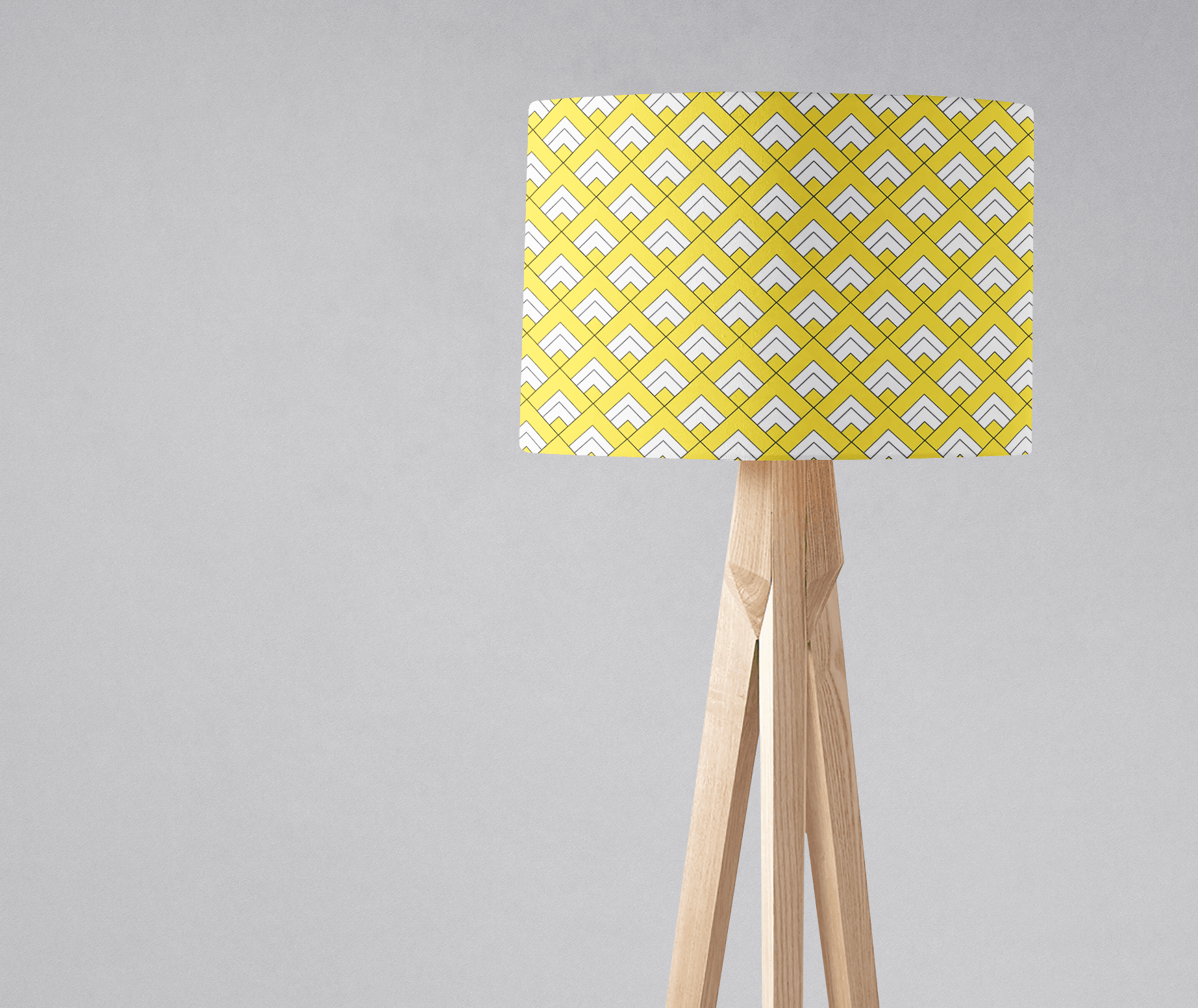 Yellow and White Geometric Tiles Design Lampshade, Ceiling or Table Lamp Shade - Shadow bright