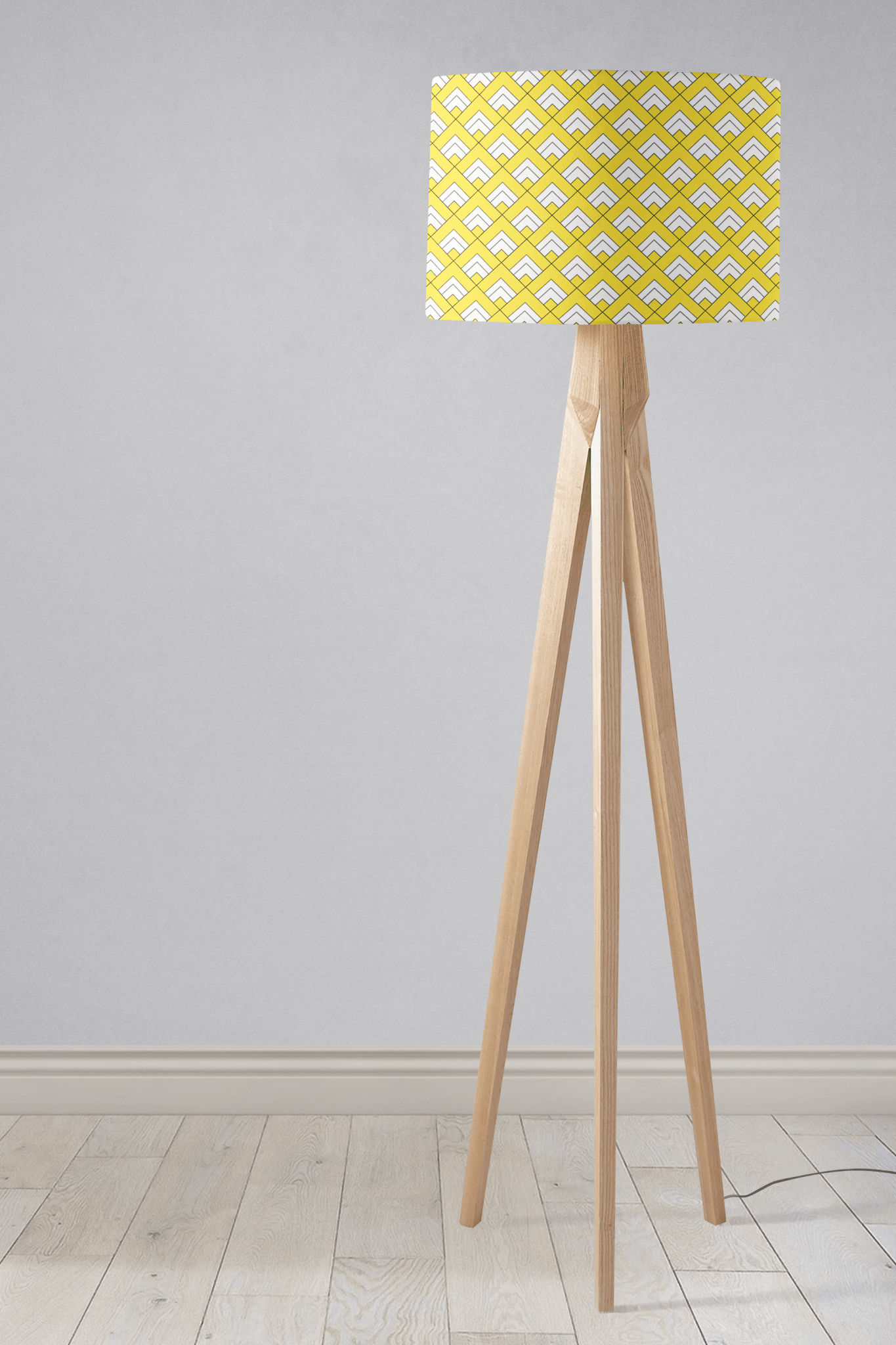 Yellow and White Geometric Tiles Design Lampshade, Ceiling or Table Lamp Shade - Shadow bright