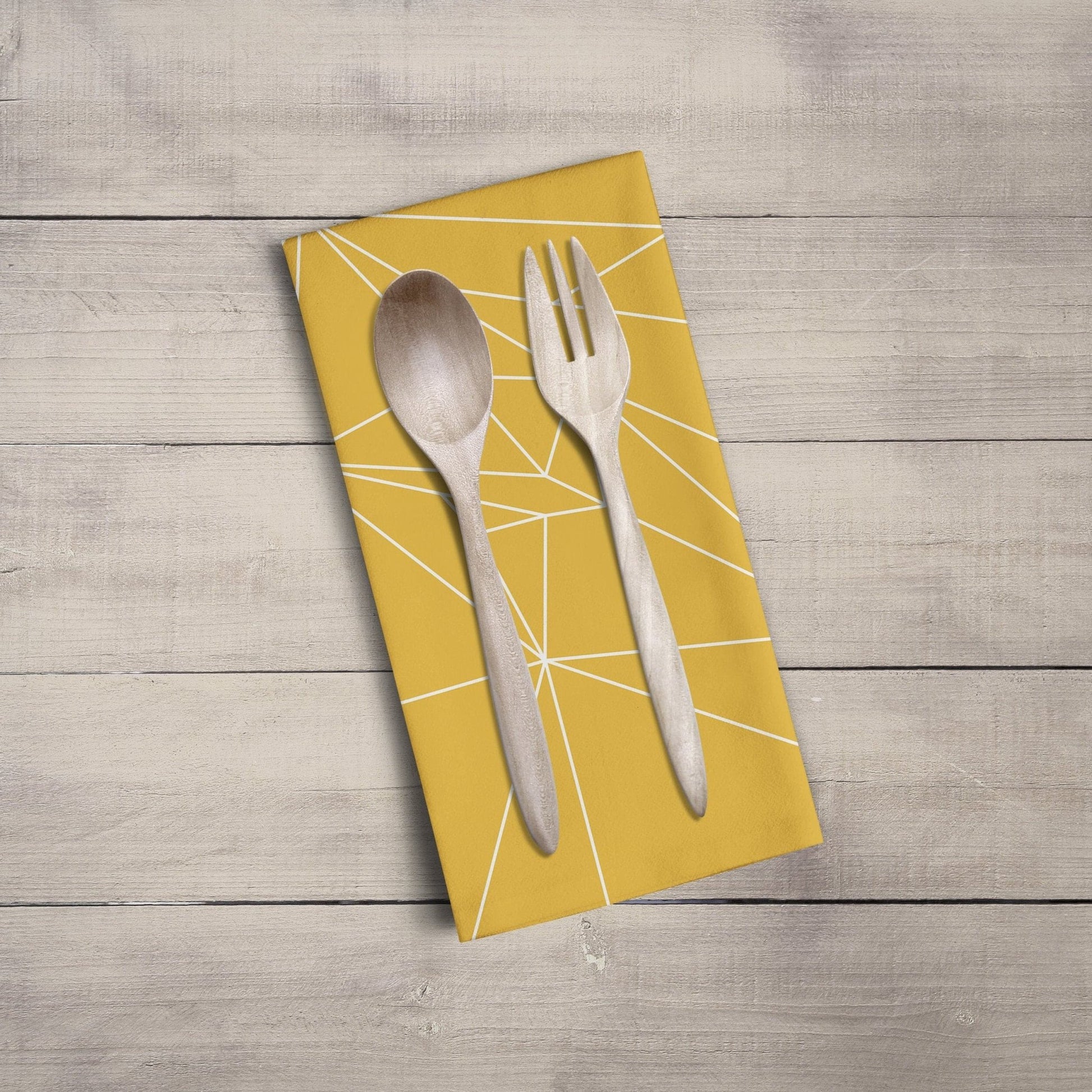 Yellow Tea Towel with a White Geometric Line Design, Dish Towel, Kitchen Towel - Shadow bright