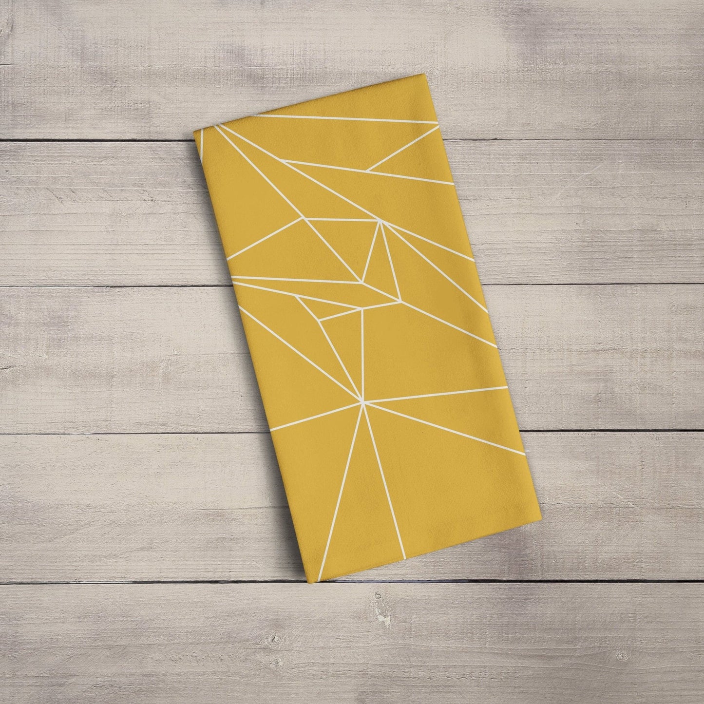 Yellow Tea Towel with a White Geometric Line Design, Dish Towel, Kitchen Towel - Shadow bright